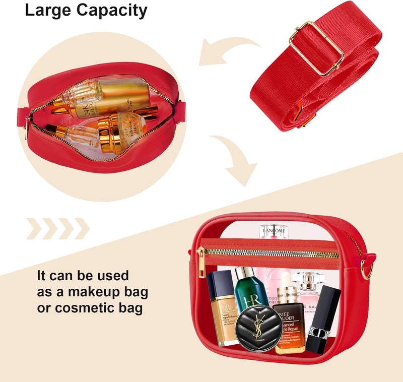 Fibrdoo Clear Bag Stadium Approved, Leather Clear Crossbody Purse Bag for Concerts Sports Events Festivals - Image 4